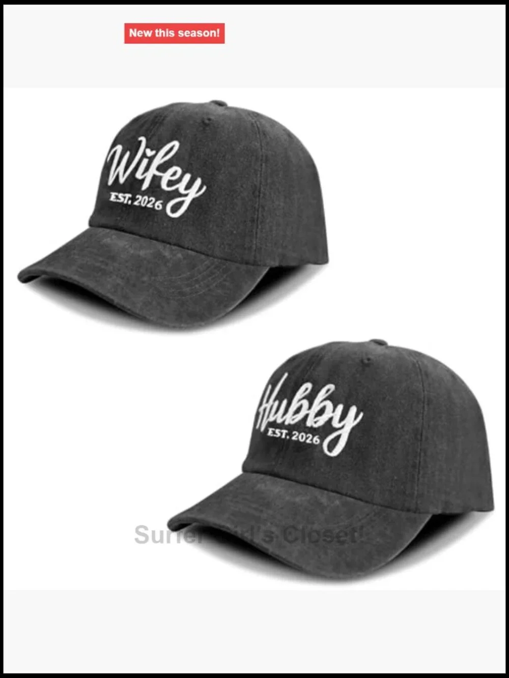 Hubby and Wifey Baseball Cap Set for Couples Wedding Anniversary Gifts